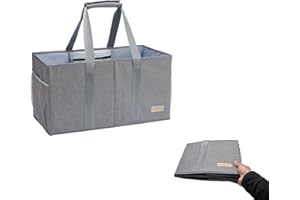Dongawin Grande borsa per la spesa pieghevole,borsa per il trasporto,cestino per la spesa riutilizzabile,cestino da picnic,contenitore per auto,cestino per il trasporto (55 cm x 28 cm x 28 cm, grigio)