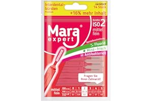 Mara Expert - Cepillos de dientes para los espacios interdentales con sabor a menta, recubiertos de flúor y clorhexidina, aliento fresco, consulte con su dentista