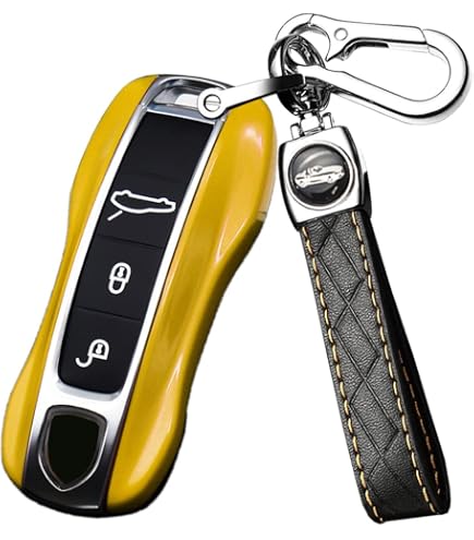 ontto Custodia per Chiave Auto, Adatta per Porsche Cayenne 911 996 Macan Panamera Boxster 986 987 981 GT3 Keyless Chiave Custodia Protettiva Telecomando Cover Accessori 3/4 Tasti Argento Verde