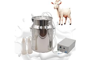 3-14L Electric Milking Machine with Auto Stop, Ddasam Portable Cow/Goat/Sheep Milker Kit, Stainless Steel Bucket & Vacuum Pump for Home Farm, Safe & Efficient