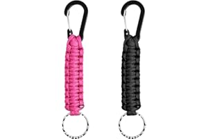 Bezavea 2 Pcs paracord keyring, Paracord Keychains with Carabiner Clips, Paracord Keychain Braided Lanyard Key Clip, Heavy Duty Lanyard Key Chain for Outdoor Survival Camping Hiking