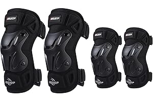 QISUO Genouillères VTT, Paire Universelle de Genouillères Adultes et Coudières Vélo Vélo Moto Équitation Genouillères De Protection pour Moto Cyclisme Course Quatre Saisons