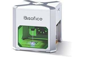 Bisofice K6 Laser Graviermaschine 3W, DIY Mini Lasergravur Maschine 80x80mm Lasergravierer mit 0.05mm Graviergenauigkeit, BT Verbindung, für Holzspäne, Papier, Leder, Stoff