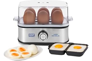 KENT Super Egg Boiler | 3 Boiling Modes | Stainless Steel Body and Heating Plate | 6 Eggs at a Time | Automatic Turn-Off | Silver