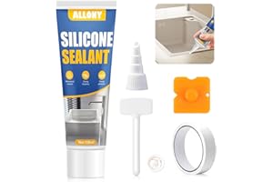 ALLONY Silicone per Doccia, 150ML Silicone Trasparente, silicone Sigillante Impermeabile, Silicones Alimentare per Bagno, Doccia, Cucina, Bicchiere, Interni Ed Esterni, Fughe Piastrelle