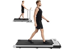 UMAY 2-in-1 Walking Pad Treadmills for Home Foldable with 1-10km/h Adjustable Speed, Folding Under Desk Treadmill with Remote, Walking Running Machines for Home with LED Display
