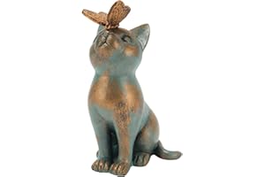 HERCHR Statua decorativa per gatti da giardino, gatto curioso gioco con farfalla statua, Scultura in Resina Gatto Ornamento d'Arte Giardino Paesaggio, Decorazione per gatti per esterni