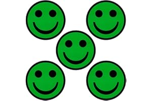 2DOBOARD Happy Smiley Magnets - Pack of 5 Magnets - Green - 2 Inch - Whiteboard Magnets at School or Fridge