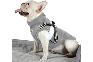 BabyDog Abrigo Chaleco para Perro con Forro Polar, Arnés con Anilla,Cremallera Ajustable sin Mangas (M, 199 Gris)