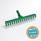 Metal Tırmık Burgulu Bah&ccedil;e Tarla Tırmığı 18 Diş &Ccedil;im Peyzaj Yaprak Ot Saman Temizleme Toprak İşleme Alet