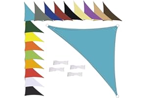 MENGH Sonnensegel Wasserdicht Dreieck, wetterbeständig, Premium Polyester, Viele Längen und Breiten Zur Auswahl inkl Befestigungsseile, 2x2x2m Seeblau