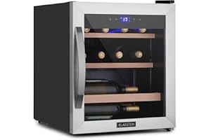 KLARSTEIN Vinoteca 12 Botellas, Nevera Vinos, Una Zona de Refrigeración, Nevera Expositora Vino y Cerveza, Vinoteca Interior y Exterior con Puerta de Cristal,Vino con Protección UV, 4-18°C