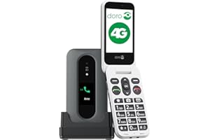 Doro - Leva L30 - Téléphone Portable Senior - Téléphone À Clapet 4G Débloqué - Écran Externe - Son HD - Appareil Photo -Touche d'Assistance avec GPS - Socle Chargeur Inclus - Noir/Blanc