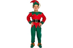 HENBRANDT Children’s Christmas Elf Costume Red and Green Santa’s Helper Elf Xmas Fancy Dress Outfit for Kids Christmas Fancy Dress for Girls and Boys