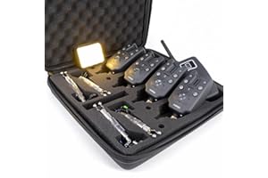 ‎HIRISI TACKLE Kabelloser Bissanzeiger 1 + 4 Set mit Swinger und Zeltlampe für das Karpfenangeln