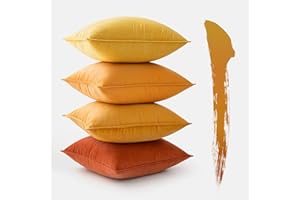 MIULEE Juego de 4 fundas de cojín de terciopelo de 40 x 40 cm, serie naranja, decorativas para sofá, salón, dormitorio