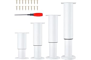 NCRGB 4 PCS Patas Pies Ajustables Pata de MeAjustable,Regulables con 16 Kit Destornillador y Tornillos,para Armarios Mesillas de Noche Camas Escritorios Cómoda Estantería (Blanco, 25-43 cm)
