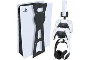 ZDYNASTY PS5 Wall Mount Bracket, Play Station 5 Wall Mount, Digital and Disc Edition PS5 Wall Mount 2 Accessory Holders for Remote Controller Headphone Set (White)