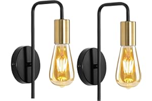 Aiskdan Applique Murale Intérieure, E27 Rétro Applique Murale Chambre, Applique Murale Industrielle, luminaires Intérieur en Métal Pour Chambre, Salon, Bar, Ampoules Non Incluses (2 PCS)
