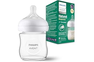 Philips AVENT Babyflasche Natural Response aus Glas - 120 ml Babyflasche, BPA-frei für neugeborene Babys ab 0 Monaten (Modell SCY930/01)