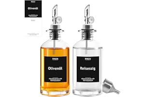 HMJIA Aceitera y Vinagrera con Pitorro de Acero Inoxidable 304 y Cristal Utensilio de Cocina Cooking Oil Dispensador Aceite de Oliva Recipiente Aceite 350ML 2 Piezas con 78 Pegatinas (Plata)