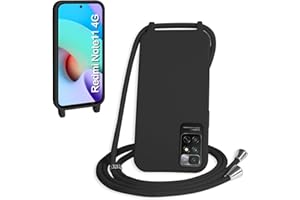 WenBaby Handykette für Xiaomi Redmi Note 11 4G/Note 11S Hülle mit Band,Handyhülle mit Schnur zum Umhängen Silikon Seil Necklace Schutzhülle mit Kordel Tasche Case TPU Bumper - Schwarz