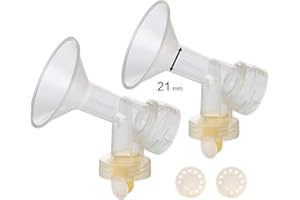 Protector de pecho pequeño de una pieza de 21 mm 2x con válvula y membrana para extractores de leche Madela; Reemplazo para el protector de pecho PersonalFit 21 y el conector Personal Fit de Madela; Hecho por Maymom