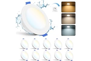 ‎GR4TEC Gr4tec LED Einbaustrahler 230V IP65, 10er set LED Spots Dimmbar, Deckenspot Warmweiß Neutralweiß Kaltweiß 6W 700LM, Spot Deckenleuchte Einbauleuchten Weiß für Badezimmer Küche Wohnzimmer, Loch 68-80mm