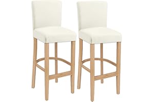 LANSHENG Fundas para taburetes de Bar, elásticas, Lavables, Extensibles y extraíbles, para Silla de Comedor giratoria Corta, Silla de Bar, Taburete (Marfil, 2 Piezas)