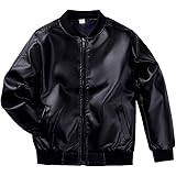 LAUSONS Boy's Leather Jacket Childrens Bomber Motorcycle Biker Fake Leather Coat
