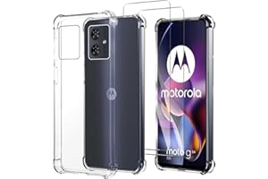JDXHFF Hülle Kompatibel mit Motorola Moto G54 5G / Moto G64 5G (6.5") Transparent und 2 Stück Panzerglas Displayschutzfolie - Bumper Schutzhülle Weich Silikon Flexibel TPU Tasche Case Clear