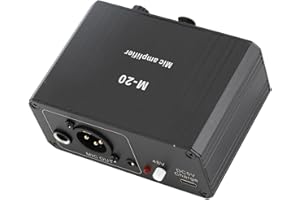 YUNIR Microphone Preamp, 48V Power High Gain Electronic Audio Stereo Phonograph Preamplifier, with XLR Output, for Dynamic Condenser Microphones Booster