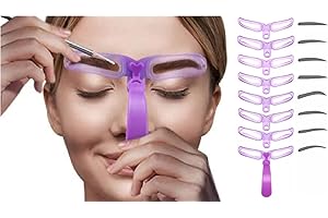 WOO GIRL 8 stencil per sopracciglia per principianti, riutilizzabili, fai da te, per 3 minuti di trucco (violet)