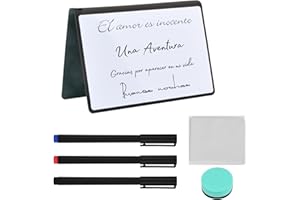 HEAVENLIFE Tableau Blanc A4 A5, Tableau d'écriture avec 3 Stylos, Effaceur Tableau Blanc et Chiffon de Nettoyage, Double Face, Blanc Memo pour Étude Réunions, Note, Planning, Message, Cuisine Liste (A5)
