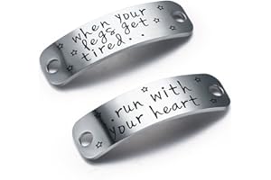 CJ&M When Your Legs Get Tired Run with Your Heart Shoelace Charm, Inspirational Gift For Girls/Runners, Fitness Gym Motivation