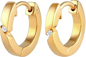 DIAMORE Elli Diamonds kolczyki damskie kreole Basic z diamentem (0,03 ct.) ze srebra wysokiej próby 925, Diament