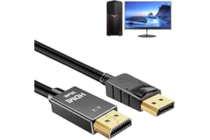 TIMES MARK 4k Displayport to HDMI 1.8m Cable, [gold-Plated Connectors, Aluminium Shell] Nylon Braided Dp Computer to HDMI Lead for Multi-screen,Compatible for Lenovo, Dell, Hp, Asus and Other Brand