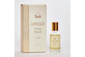 White Musk Attar Oil by Dukhni | Arabic perfume oils for men and women | 30ml Pure musky attar roll on perfume, alcohol free mild scent | Eid, Ramadan, Umrah Gifts & Hampers, Vegan Islamic Fragrances