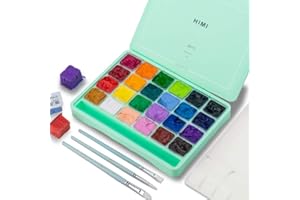 ABEIER HIMI - Juego de pintura gouache, 24 colores x 30 ml con pinceles y paleta. Diseño único de gelatina, no tóxico. Para lienzo de papel de acuarela, perfecto estudiantes, artistas. (verde)
