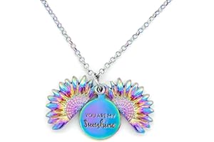 FOCUSIN Sunflower Necklace for Women Girls You are My Sunshine Necklace Sunflower Locket Jewelry Pendant Chain Gifts