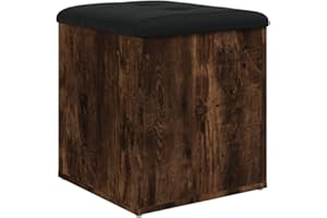 vidaXL Banco con Almacenaje, Almacenamiento para Juguetes Cojines, Banco para Zapatos, Asiento para Pasillo Salón, Madera de Ingeniería Roble Ahumado