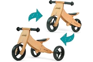 Milly Mally Jake Laufrad mit Zwei oder DREI Rädern Holzlaufrad von 1 bis 3 Jahren Natural Hellbraun 10 Zoll Rad