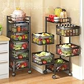 AVZEEGO Kitchen Trolley with Wheels, Kitchen Organizer Items and Storage Solutions for Round Kitchen Organizer and Kitchen Ac