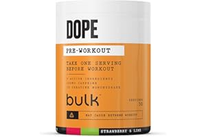 Bulk Polvere Pre-Workout Dope | Strawberry Lime | 3g Creatine per Serving | 200mg Caffeine | Citrulline Malate & Arginine AKG | Beta-Alanine | Energy, Focus & Performance | 510g Supplement