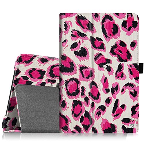 Fintie Samsung Galaxy Tab 3 7.0 (7 Zoll) SM-T210 SM-T211 Hülle Case - Slim Fit Folio Bookstyle Kunstleder Schutzhülle Cover Tasche mit Ständerfunktion und Stylus-Halterung, Leopard Pink