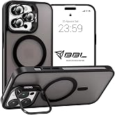 Babilden iPhone 14 Pro Max i&ccedil;in Kılıf Kamera Korumalı Magsafe Wireless Şarj &Ouml;zellikli Mat Şeffaf Renkli Standlı Sert PC Malze