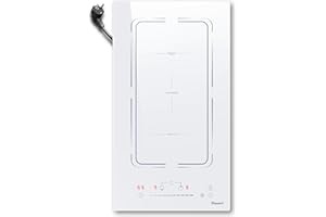 DISAENVIR Piano Cottura Induzione 2 Fuochi Con spina 30 cm 3500W, Piastra ad Induzione Incasso con Zona Flessibile, 9 Livelli, Funzione Boost, Timer, Funzione Anti-Touch, Bianco