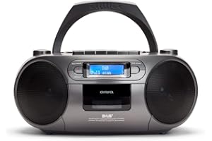 Aiwa BBTC-660DAB/MG: Radio Cassette Portatile con CD, Bluetooth e USB, registratore di cassetti, RDS, FM PLL, Dab+, Telecomando, Colore: Grigio metallizzato
