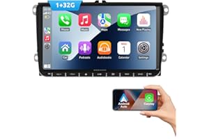 Essgoo Carplay Autoradio 9 Zoll Android 14 Car Stereo 32G Wireless Auto Radio Für VW Golf 5 6 Touran B6 EOS Tiguan Polo mit Bluetooth GPS RDS Navi Mirror Link FM SWC