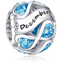 BEEUVIP Damen Charm Anhänger 925 Sterling Silber - Für Armband Geburtsstein